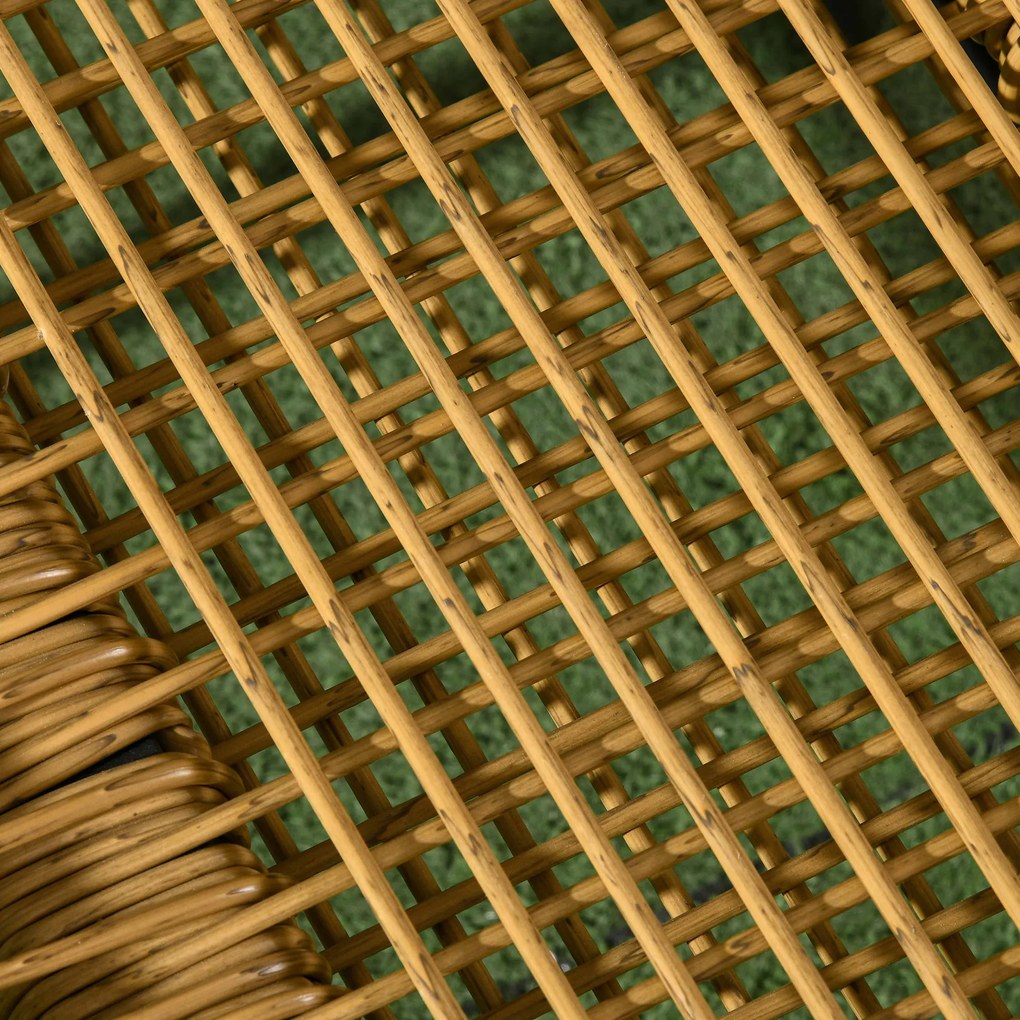 Outsunny Fotel ogrodowy i podnóżek z polirattanem, regulowane oparcie, jasny brąz/szary/czarny