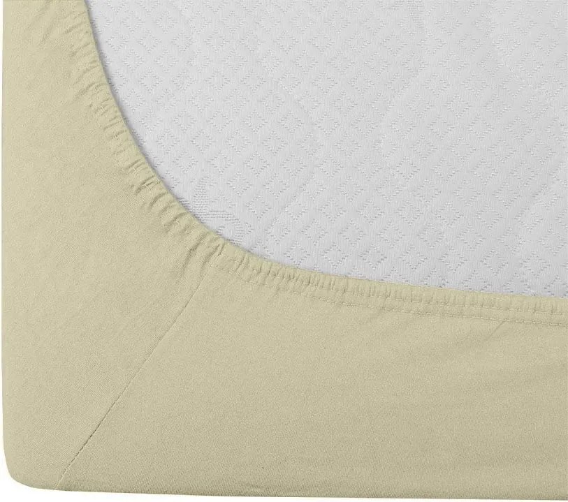 PrzytulneMieszkanie.pl Prześcieradło jersey HIGHFIT kremowe 200 x 220 cm
