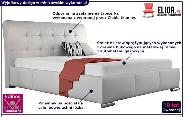 Tapicerowane łóżko do sypialni z pojemnikiem Milten 2X 160x200 - 44 kolory