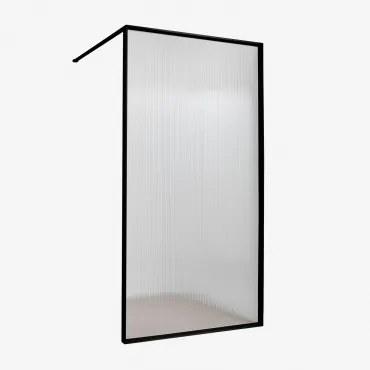 Mampara Prysznicowa Stała Ze Szkła Hartowanego 5 Mm I Aluminium Trafalgar Czarny Matowy & Przezroczyste Szkło Ryflowane & 80 X 195 Cm - Sklum