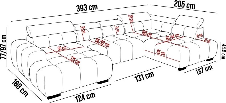 Narożnik BULL XL Lewostronny z elektryczną funkcją regulacji tkanina Eden 01 WERSAL