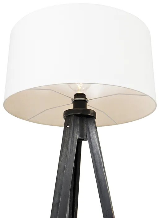 Lampa stojąca trójnóg czarna z kloszem białym 50 cm - Tripod Classic Nowoczesny Oswietlenie wewnetrzne