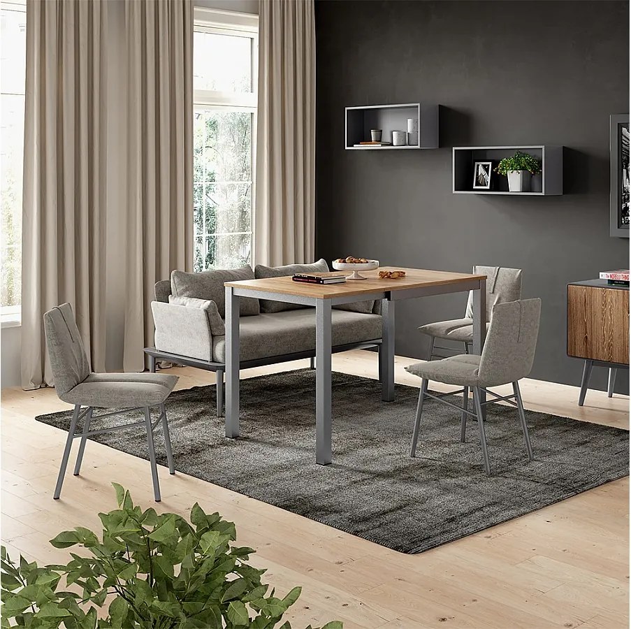 Stół do jadalni dąb/szary 120x70x76 granny