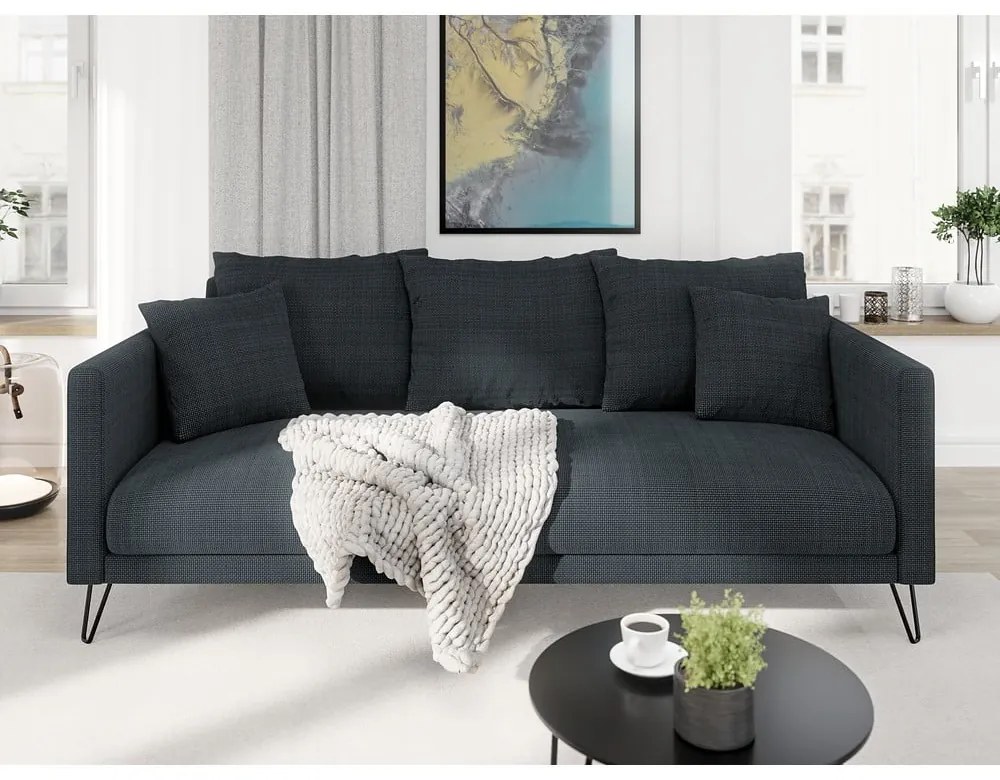 Ciemnoszara sofa z tkaniny szenilowej 200 cm Freya – Ropez