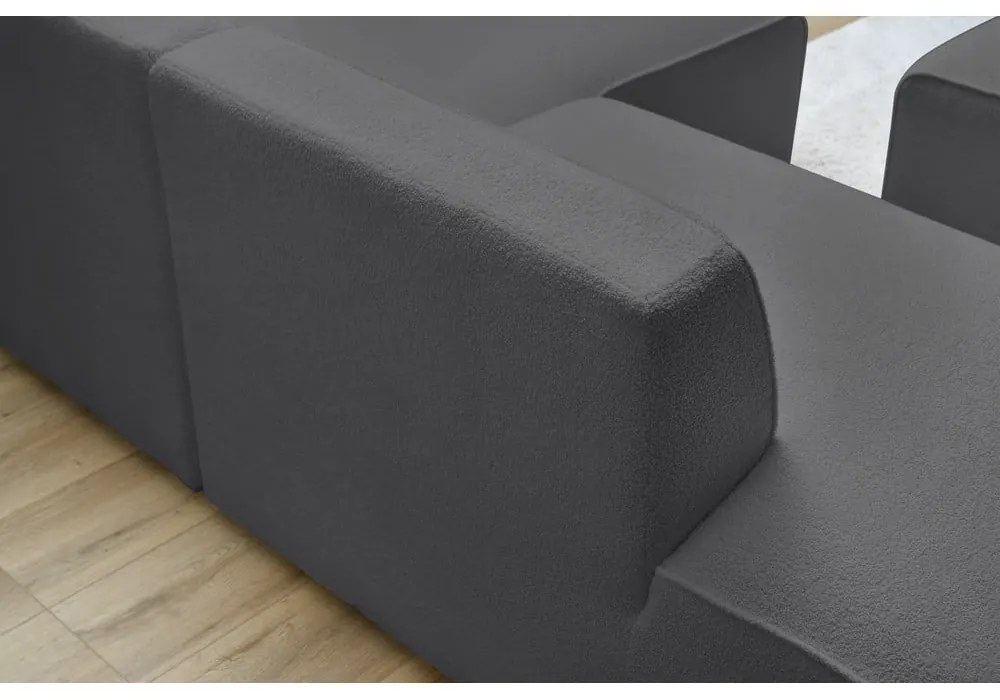 Ciemnoszary narożnik modułowy z materiału bouclé (prawostronny/w kształcie litery L) Megeve – Bobochic Paris