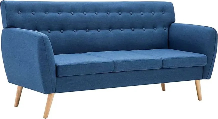 3 osobowa niebieska sofa pikowana F6-G11