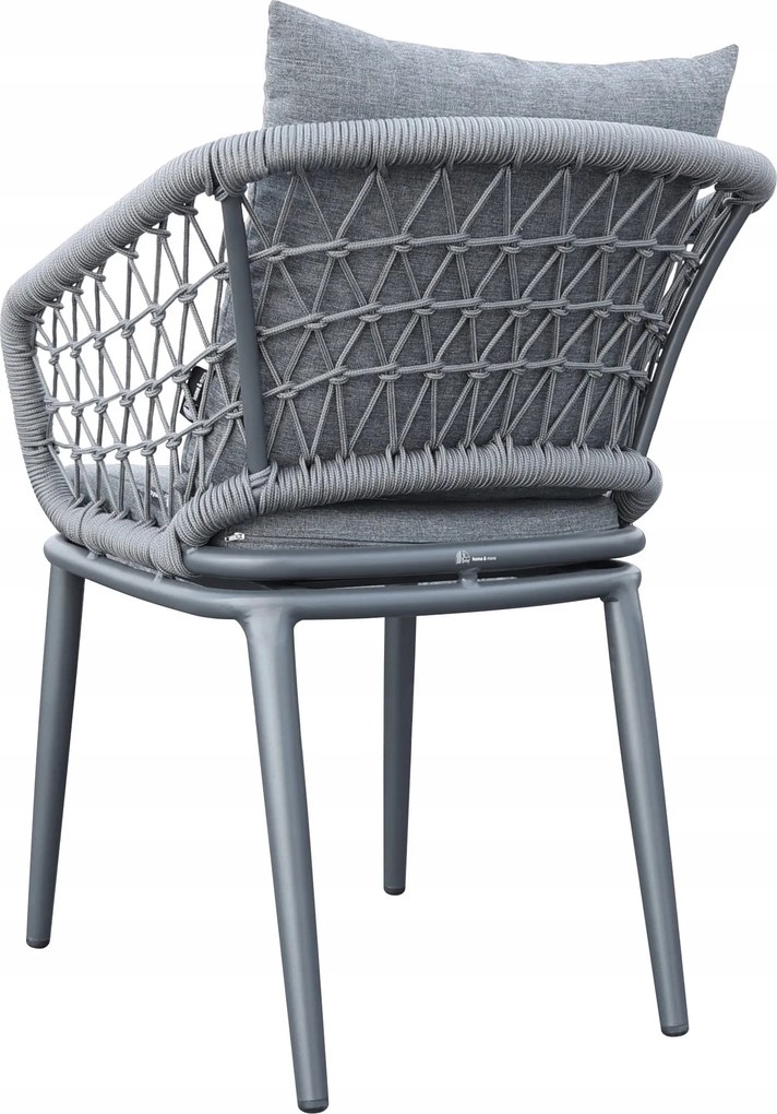 Krzesło ogrodowe aluminiowe antracyt taras sznurowane lekka rama 58x66x79cm