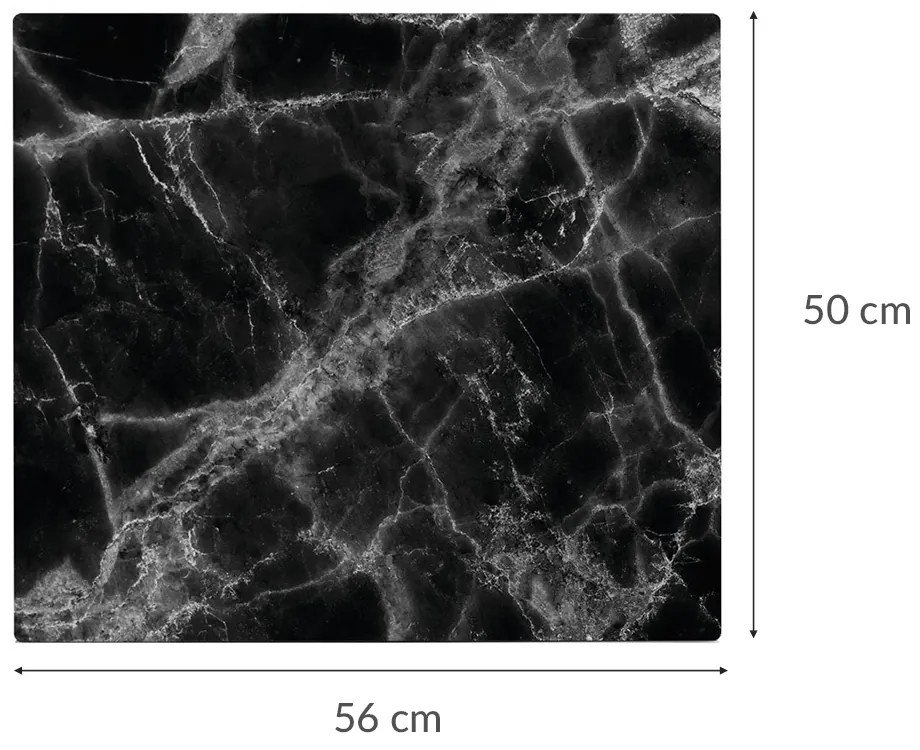 Szklana płyta ochronna MARBLE BLACK na kuchenkę – duża, ZELLER