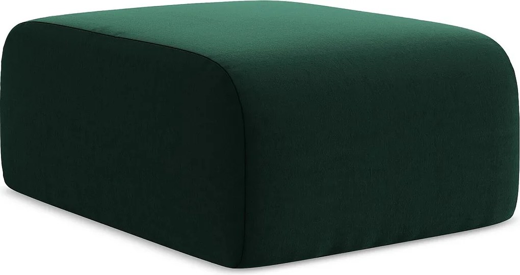 Pufa - z tkaniny welwetowej - butelkowa zieleń - LANI