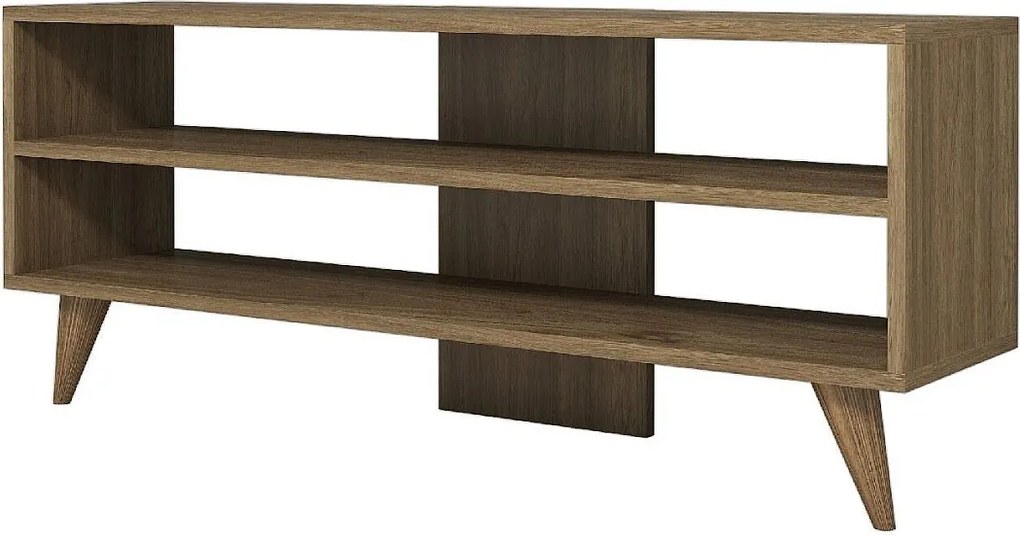 Stojak pod TV – 120 cm x 50 cm x 29,6 cm – orzech – płyta wiórowa pokryta melaminą