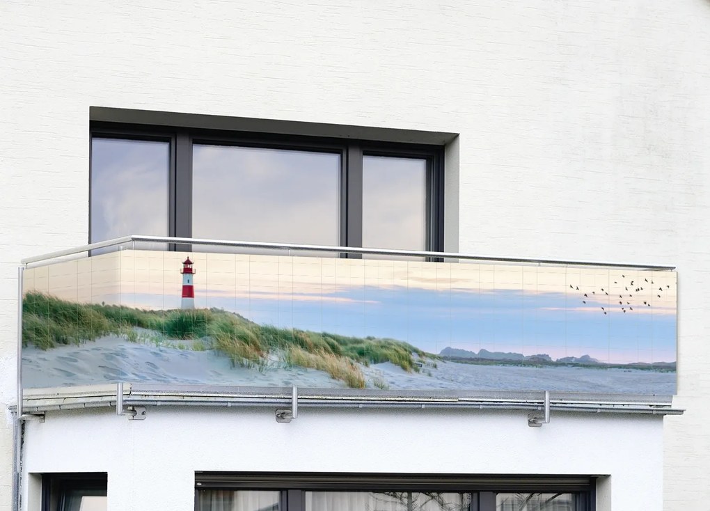 Osłona balkonowa z wzorem plaży, 5 m x 85 cm