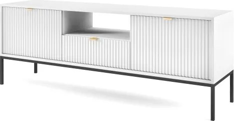 NAYA Szafka RTV 154 biała | czarny stelaż