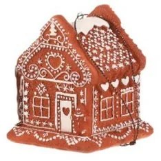 Dekoracja świąteczna domek z piernika Piernik, wiszący, żywica poliresin, LED