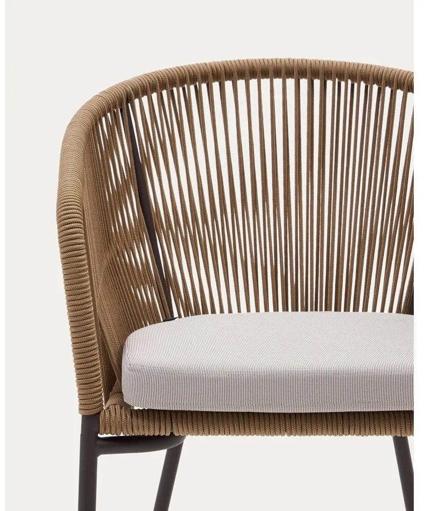 Beżowe metalowe/tapicerowane krzesło ogrodowe Yanet – Kave Home