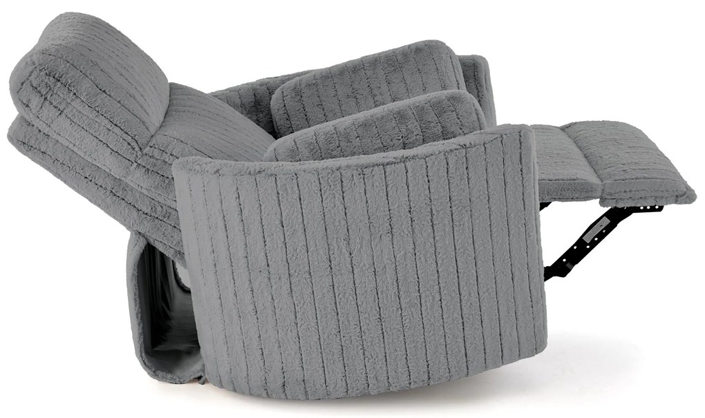 Fotel wypoczynkowy, obrotowy, elektrycznie rozkładany, bujany PEGAS popiel