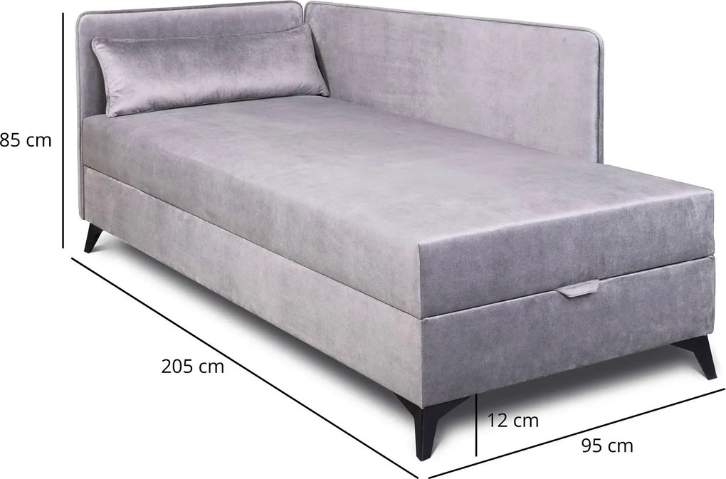 Popielaty tapczan narożny na nóżkach L9-A70