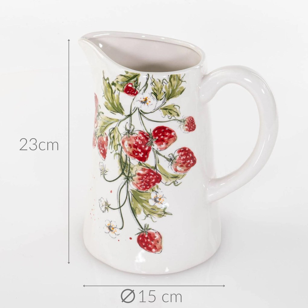 Dzbanek ceramiczny STRAWBERRY, w truskawki, 1250 ml