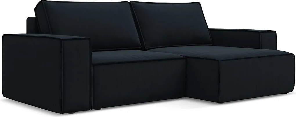 Narożnik prawostronny z funkcją spania - z tkaniny welwetowej - królewski niebieski - KIMO