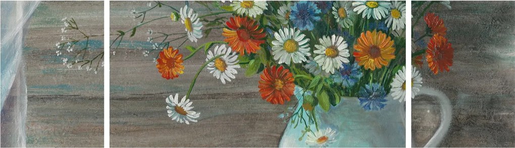 Obraz - Kwiaty polne, obraz olejny (170x50 cm)