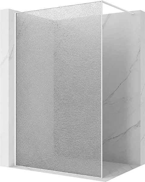 Mexen Kioto ścianka prysznicowa Walk-in 120 x 200 cm, crackle transparent 12 mm, biała - 800-120-101-20-04-X