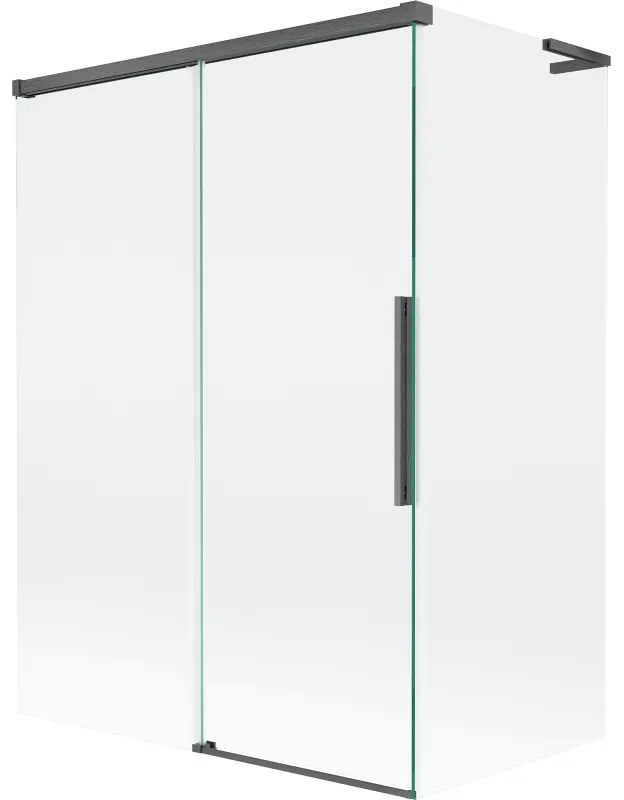 Mexen Rox L parawan nawannowy 2-skrzydłowy rozsuwany 120 + 70 x 150 cm, transparent, gun gray szczotkowany - 8C9L-120-070-66-00
