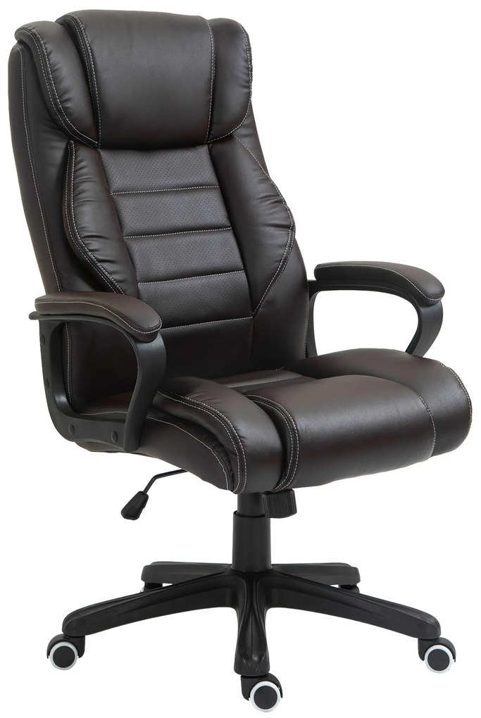 Vinsetto Krzesło biurowe z funkcją masażu, regulowany fotel dyrektorski, ergonomiczny fotel obrotowy, 6 punktów wibracyjnych, Brązowe