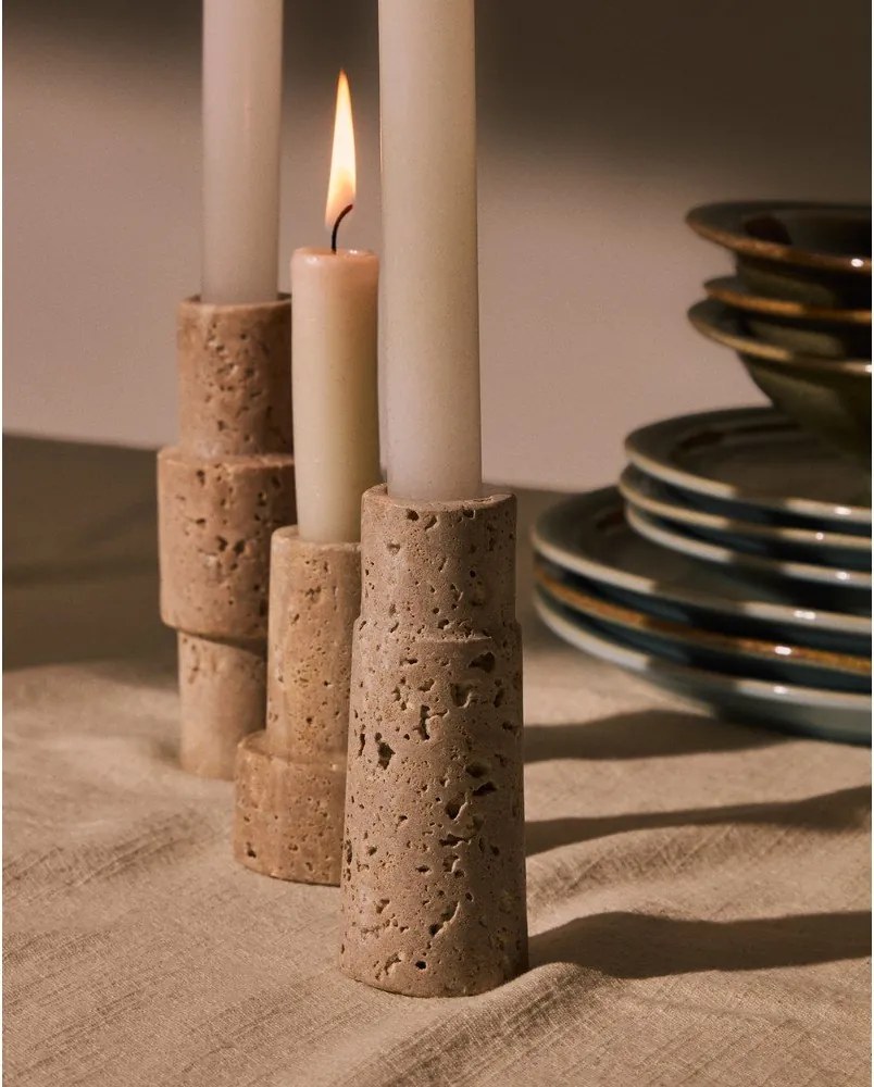 Kamienne świeczniki zestaw 3 szt. Majid – Kave Home