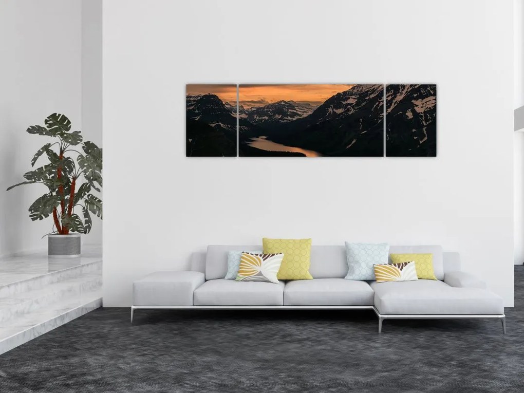Obraz jeziora między górami (170x50 cm)