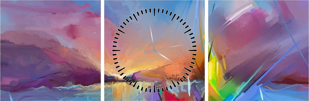 Obraz - Zachód słońca (z zegarem) (90x30 cm)