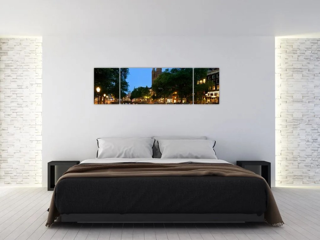 Obraz nocnego historycznego miasta (170x50 cm)