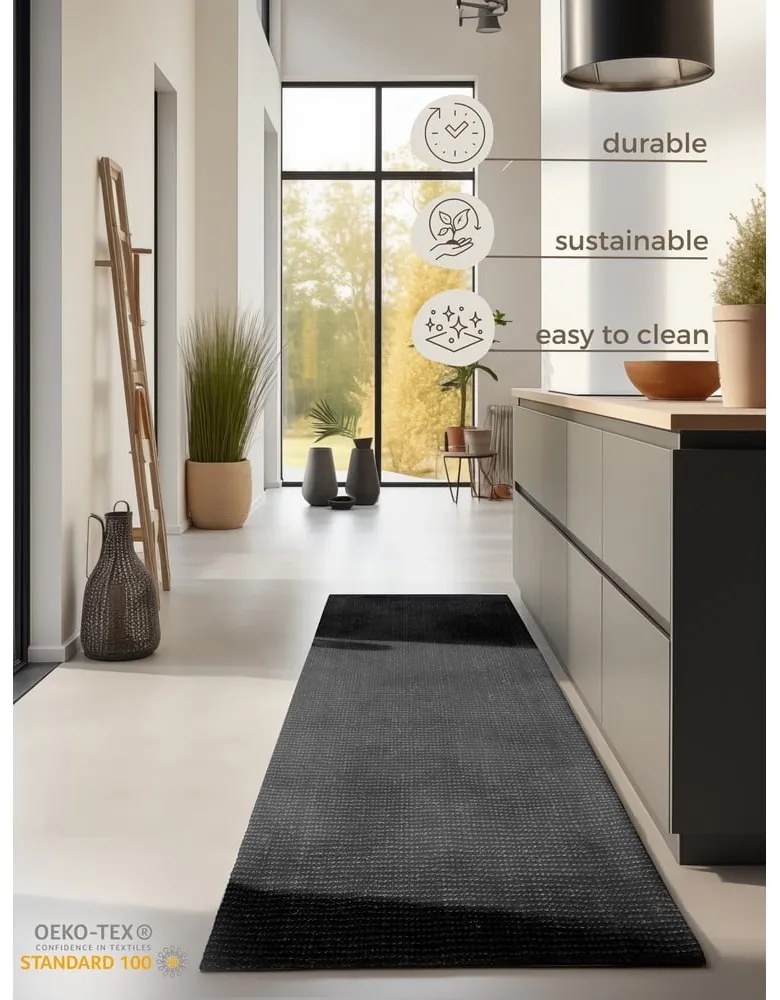 Czarny chodnik z juty 80x200 cm Bouclé – Hanse Home