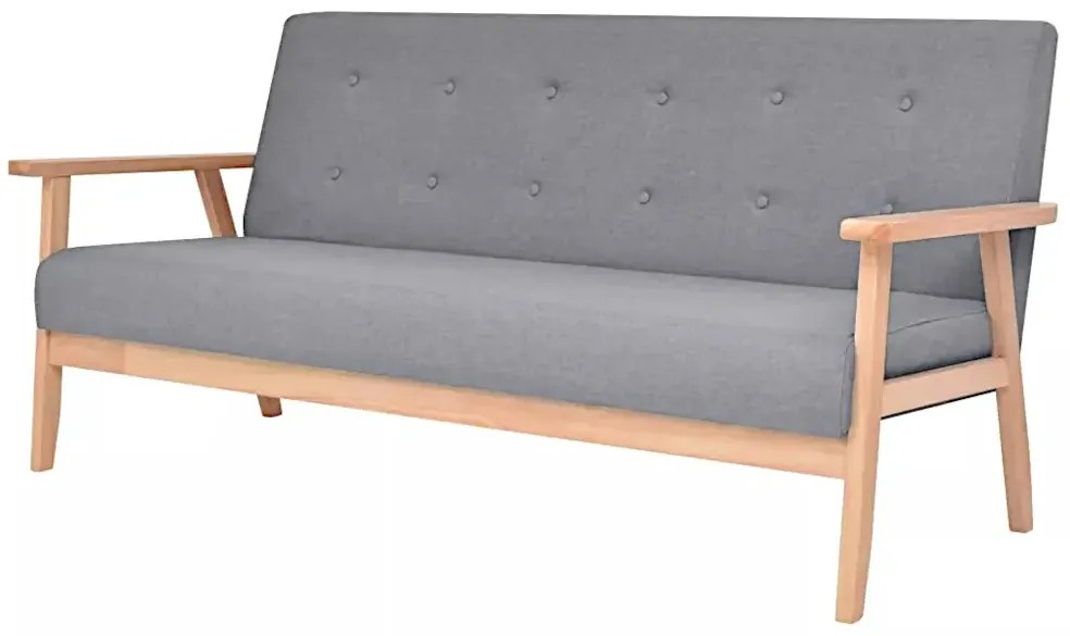 Jasnoszara sofa z pikowanym oparciem P6-N48