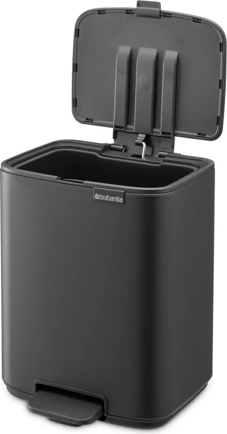 Ciemnoszary stalowy kosz na śmieci z pedałem 7 l Bo – Brabantia