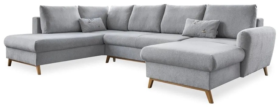 Jasnoszara rozkładana sofa w kształcie litery "U" Miuform Scandic Lagom, lewostronna