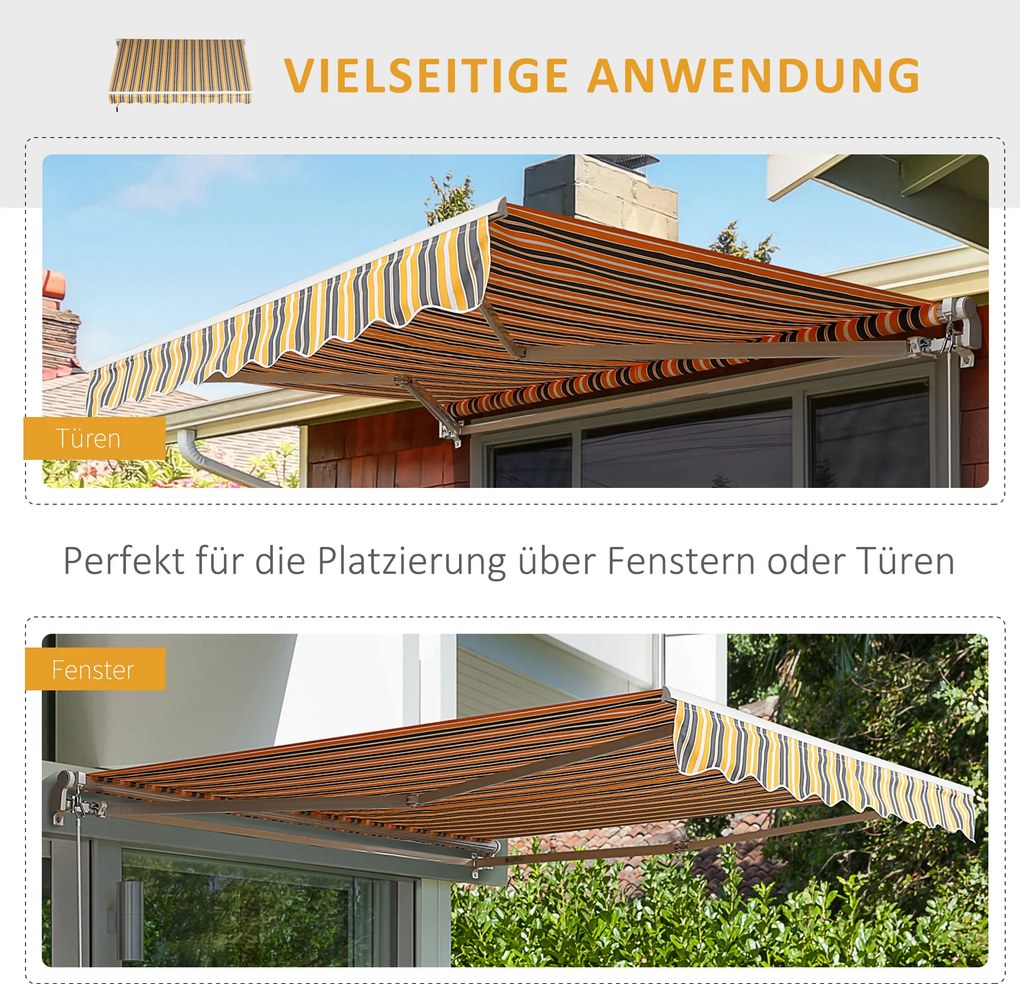 Outsunny markiza, markiza przegubowa, korbka ręczna, balkon, 2,95 x 2,45 m, aluminium, kolor: żółty, szary