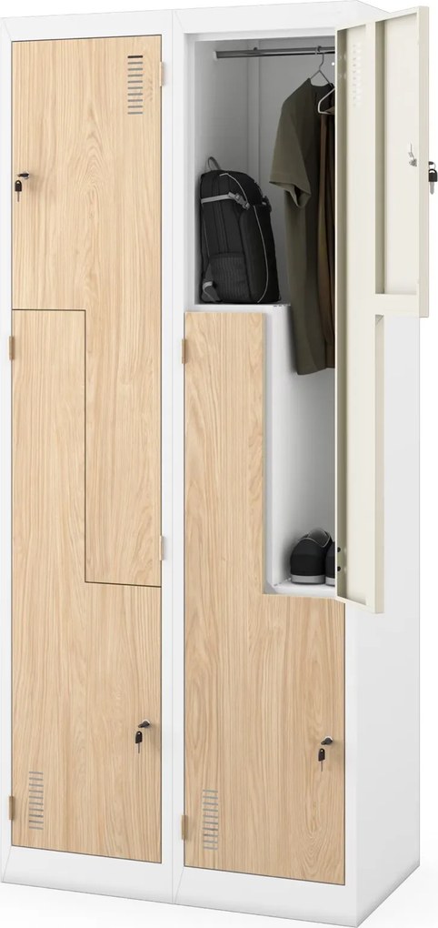 Szafa socjalna czterokomorowa Eco Design Julia 80x45x185 cm, biały/dąb sonoma