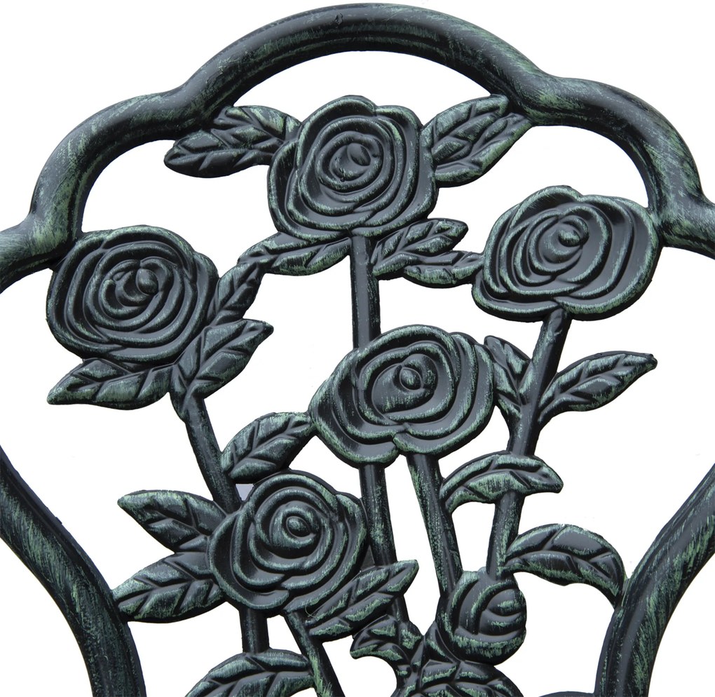 Outsunny Zestaw Bistro Ogrodowy 3-częściowy Aluminiowy Antyczny Zielony | Aosom PL