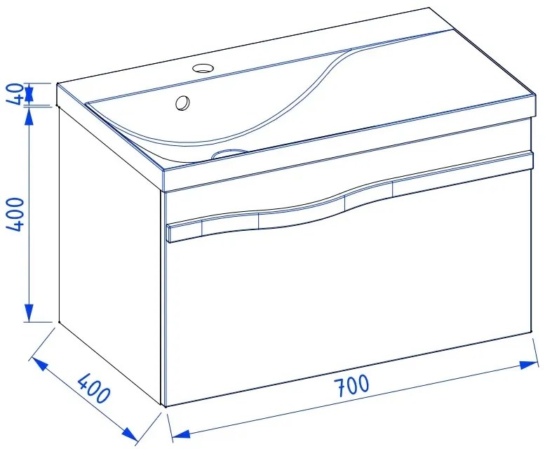 Szafka pod umywalkę VOG 69 cm czarny mat z uchwytem stalowym KROFAM