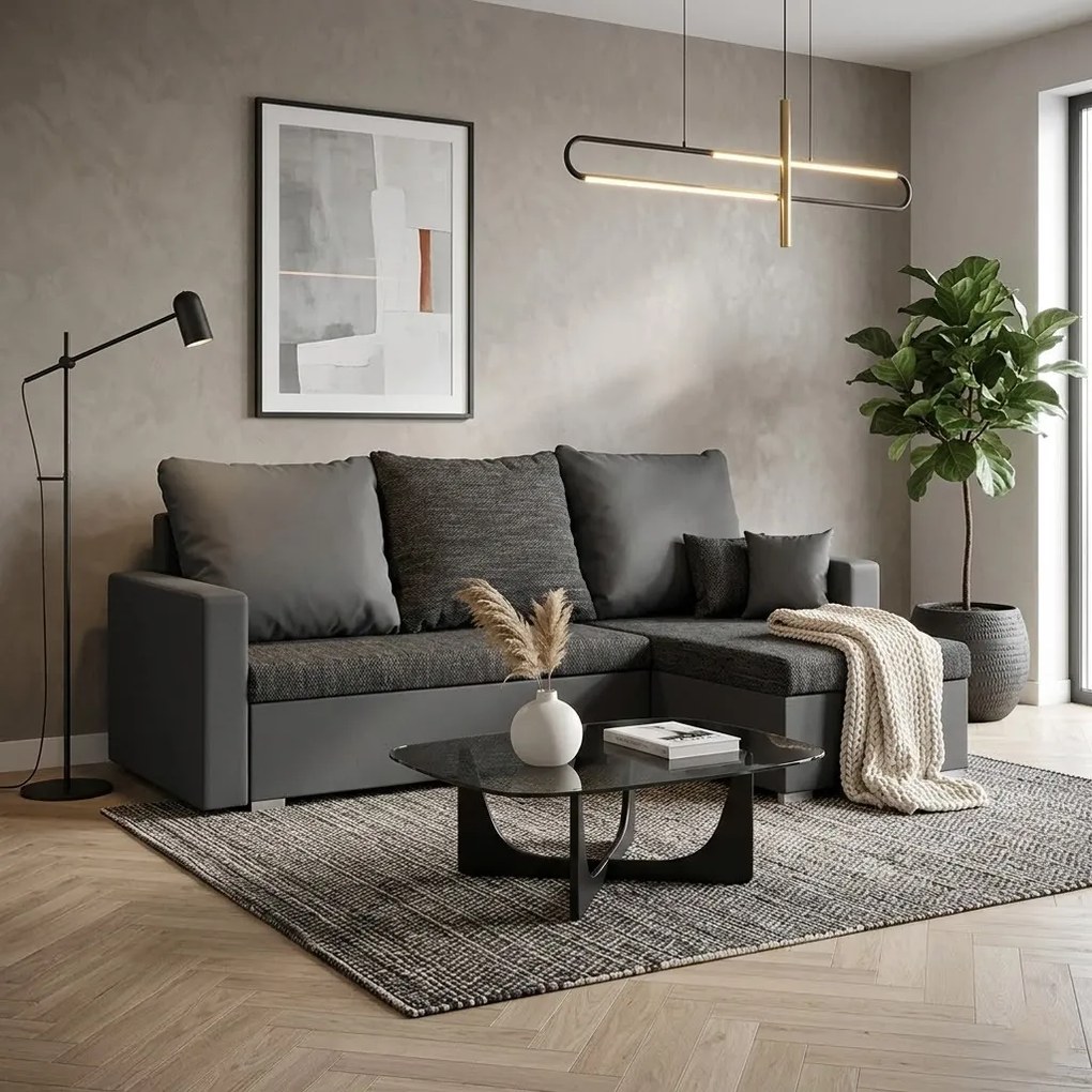 Narożnik z funkcją spania MADRIT Szary/Ciemny szary