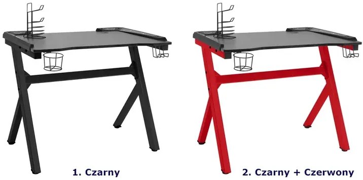 Czarne biurko gamingowe z podświetleniem LED - Cortina 11W