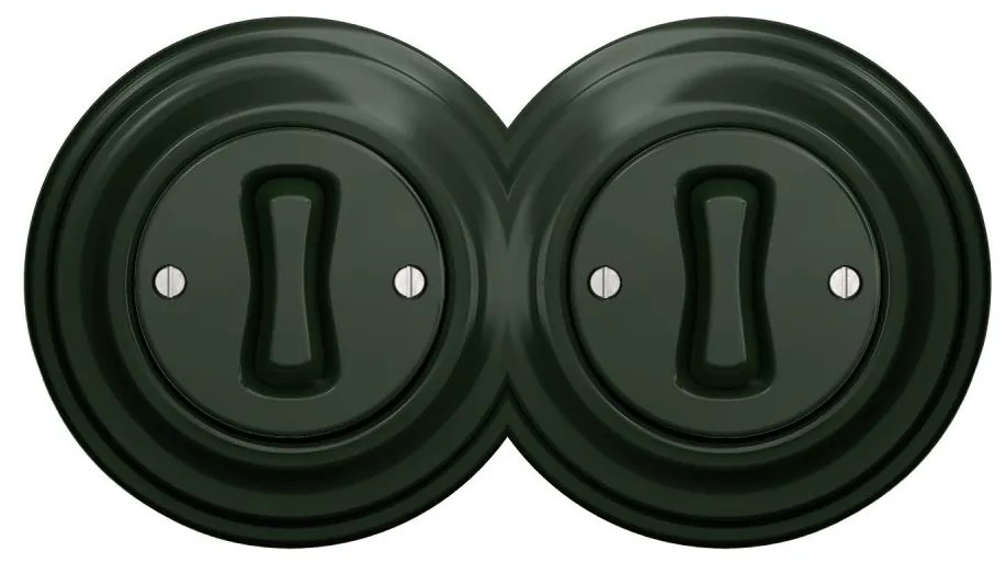 Kliklap - Podwójny retro wyłącznik jednobiegunowy z ramką nr 1 zielony