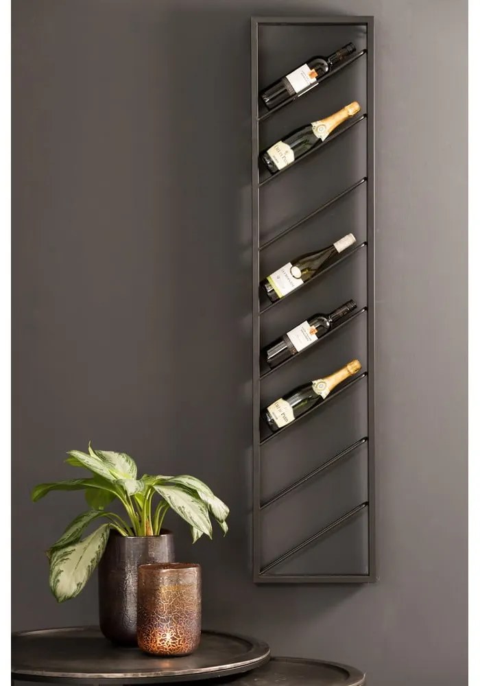 Czarny wiszący metalowy regał na wino liczba butelek 8 36x160x6 cm Malbeo – Light & Living