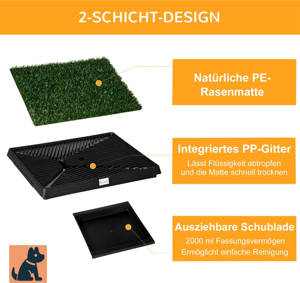 Toaleta dla szczeniąt PawHut z sztuczną trawą, 63 x 51 x 6 cm