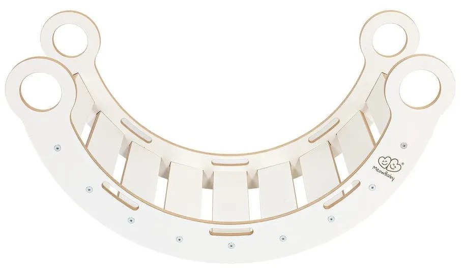 Biało-beżowa huśtawka z litego drewna sosnowego 39x75x38 cm Montessori – Meowbaby