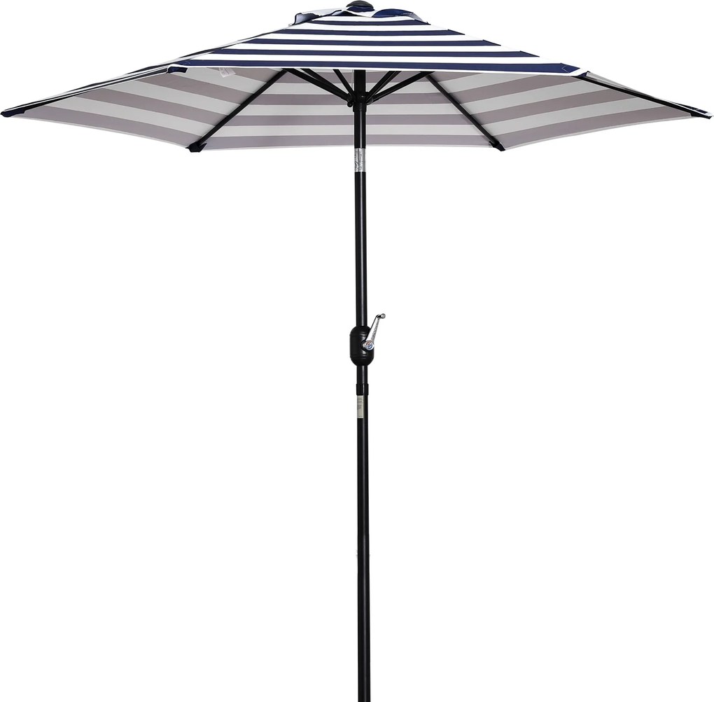 Outsunny Parasol Ogrodowy na Zewnątrz Niebieskie Paski Stal 23x216m Niebieski + Biały | Aosom PL