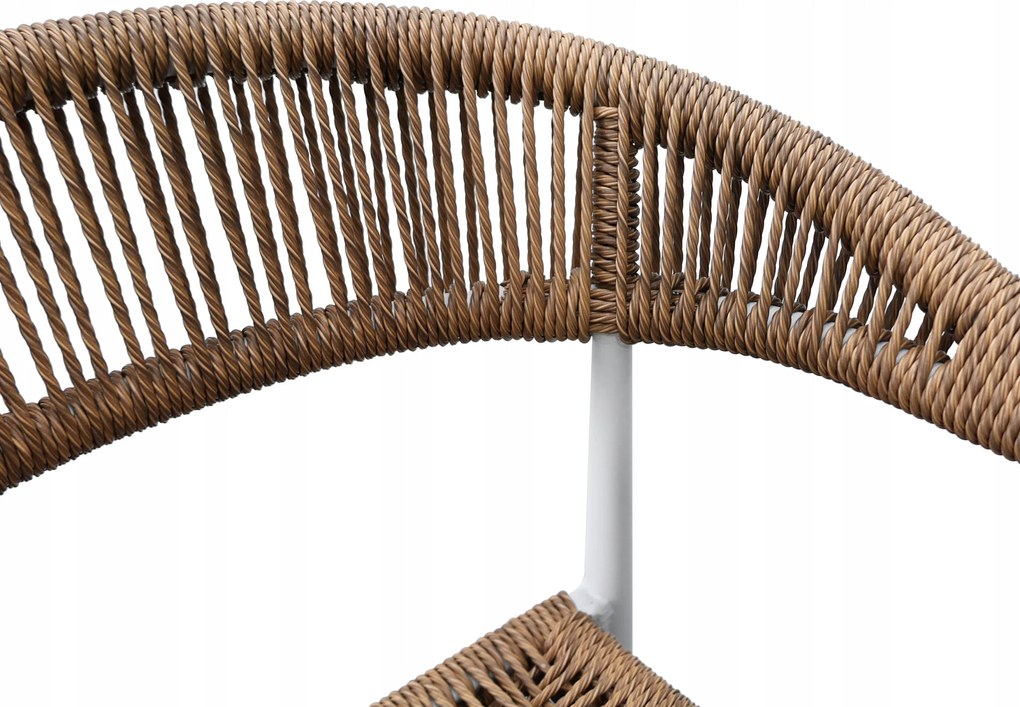 Hoker 75 cm Biały Aluminiowy Pleciony Sznurek Beżowy Krzesło Barowe Splot