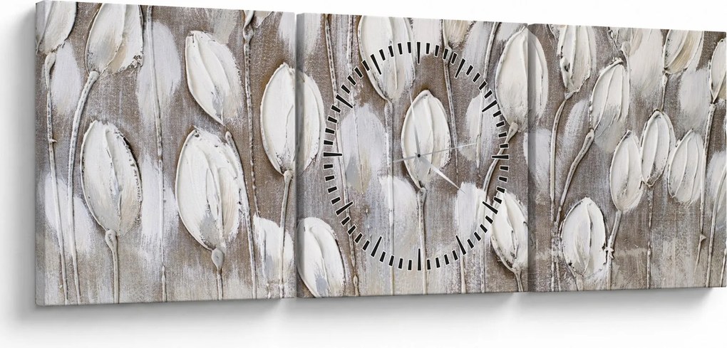Obraz - Ułożone tulipany (z zegarem) (90x30 cm)