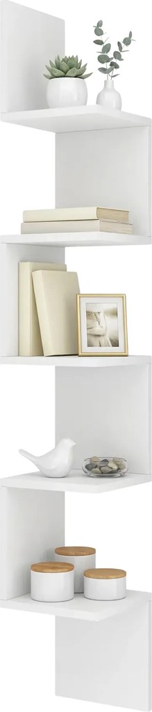 Biała Narożna Półka Wisząca Schodkowa S2-E05