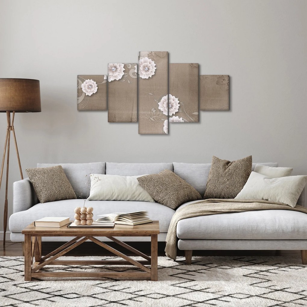 Obraz - Draperie z kwiatami (125x70 cm)