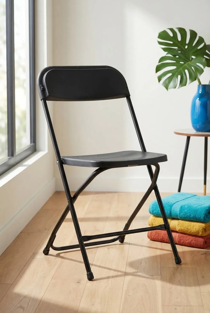 Czarne krzesło cateringowe składane C0-P80